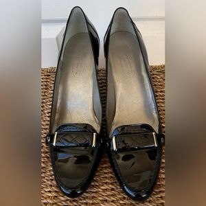 Talbots Brand Women’s Loafer Style Heels Black Patent Leather Size 8B‎